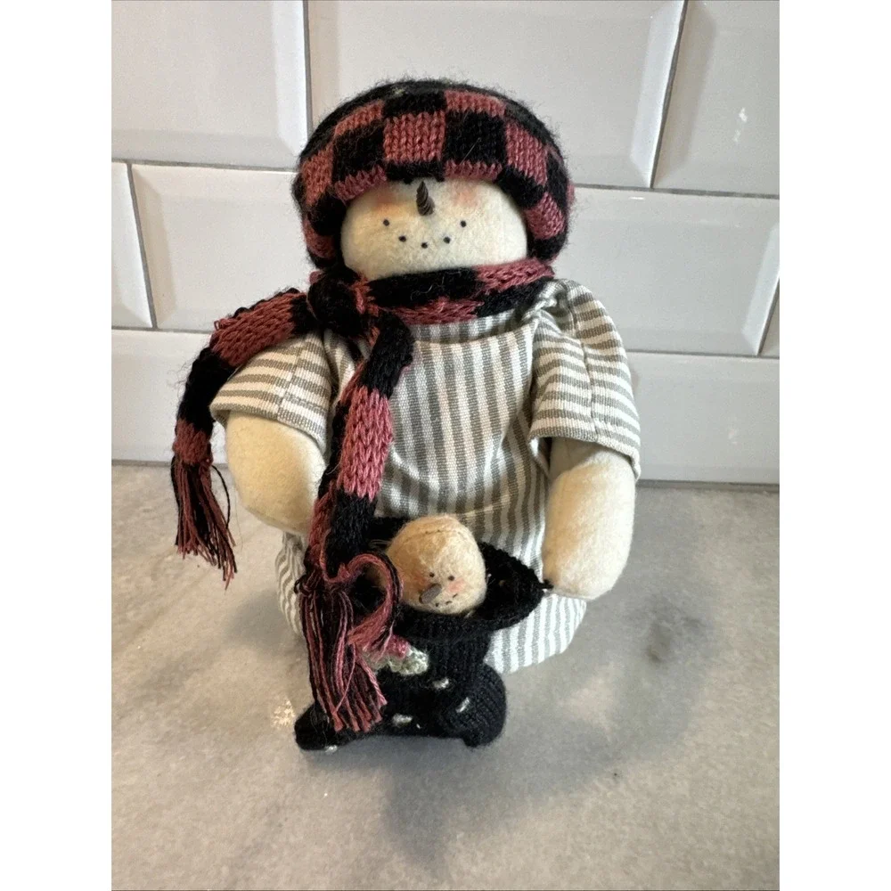 Miss‎ Heathers Plum Pudding Snowmen Holding Stocking Plush 8